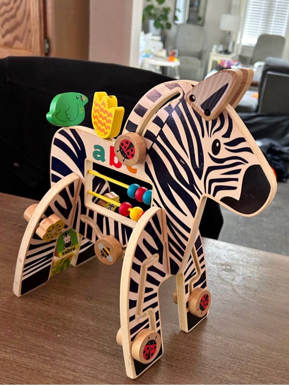 Wooden Zebra Activity Toy - Black & Natural baby toy